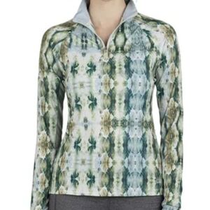 NEW Women's KASTEL DENMARK Emerald Tie Dye Long Sleeve 1/4 Zip Sun Shirt. SMALL